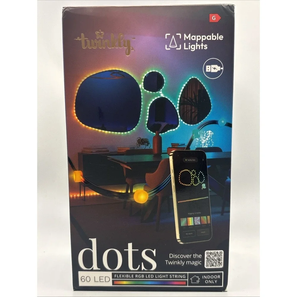 Twinkly Dots App-Controlled Flexible LED Lights 60 RGB Clear Wire USB-Power